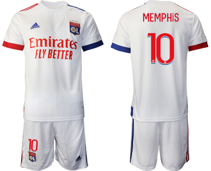 Men 2021 Lyon home 10 soccer jerseys
